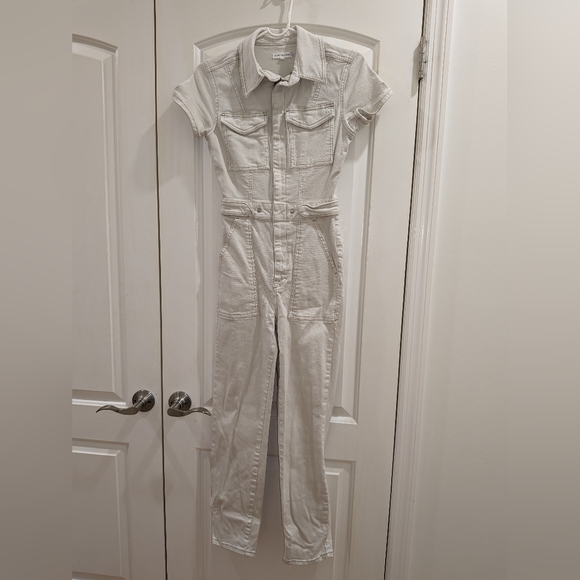 B9. GOOD AMERICAN FIT FOR SUCCESS DENIM JUMPSUIT IN BONE01 - Picture 6 of 11